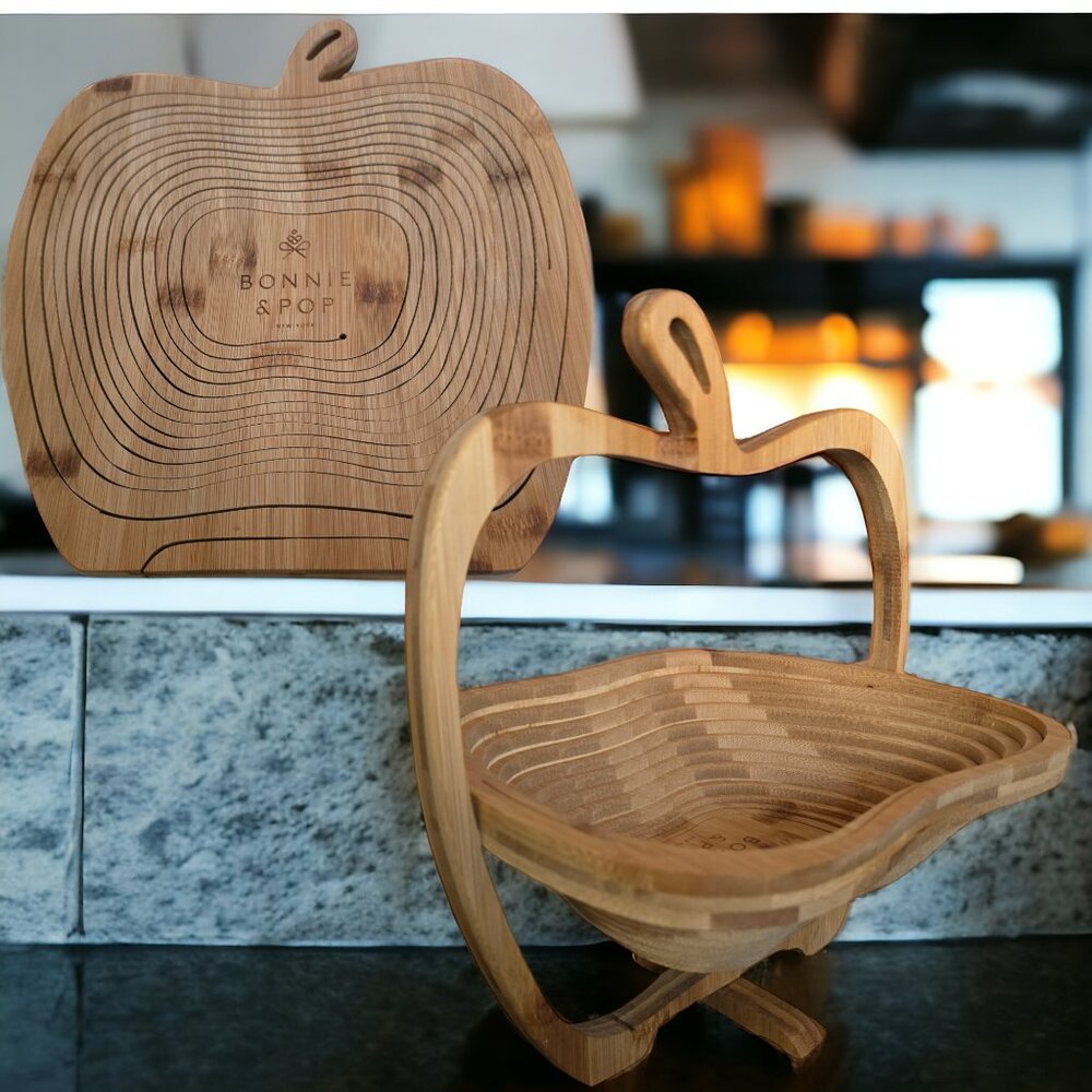 NWOT BONNIE & POP Apple Fruit Bowl Interchangeable Wood Cutting Board